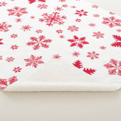 Sneeuwvlokpatroon, Rode sneeuwvlokken, Sneeuw, Wit Sherpa Deken (3/4)