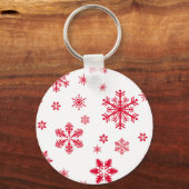 Sneeuwvlokpatroon, Rode sneeuwvlokken, Sneeuw, Wit Sleutelhanger (Voorkant)