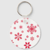 Sneeuwvlokpatroon, Rode sneeuwvlokken, Sneeuw, Wit Sleutelhanger (Achterkant)