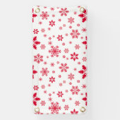 Sneeuwvlokpatroon, Rode sneeuwvlokken, Sneeuw, Wit Spandoek (Verticaal)