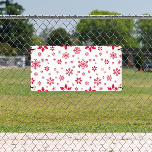 Sneeuwvlokpatroon, Rode sneeuwvlokken, Sneeuw, Wit Spandoek (Insitu)