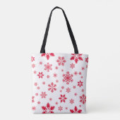 Sneeuwvlokpatroon, Rode sneeuwvlokken, Sneeuw, Wit Tote Bag (Achterkant)