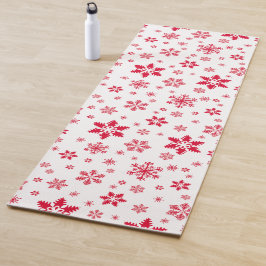 Sneeuwvlokpatroon, Rode sneeuwvlokken, Sneeuw, Wit Yogamat