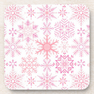 Sneeuwvlokpatroon Roze Bier Onderzetter