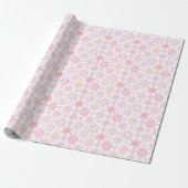 Sneeuwvlokpatroon Roze Cadeaupapier (Uitgerold)