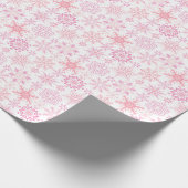Sneeuwvlokpatroon Roze Cadeaupapier (Hoek)