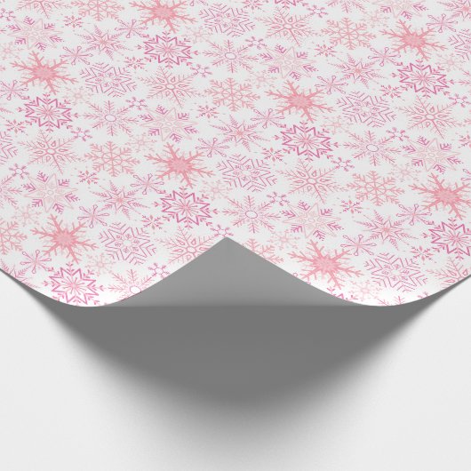 Sneeuwvlokpatroon Roze Cadeaupapier (Hoek)