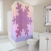 Sneeuwvlokpatroon Roze Glitter Meisjesachtig Trend Douchegordijn (In situ)