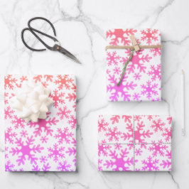 Sneeuwvlokpatroon Roze Paars Kerstvakantie Inpakpapier Vel