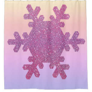 Sneeuwvlokpatroon Roze Paarse Glitters Meisjesacht Douchegordijn