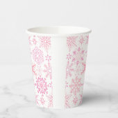 Sneeuwvlokpatroon Roze Papieren Bekers (Links)
