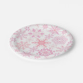 Sneeuwvlokpatroon Roze Papieren Bordje (Gekanteld)