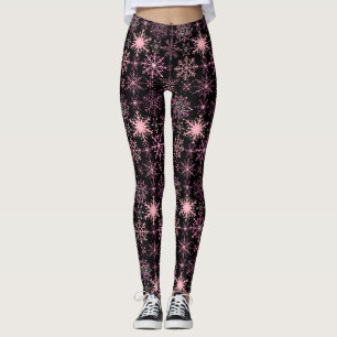 Sneeuwvlokpatroon Roze Zwart BG Leggings