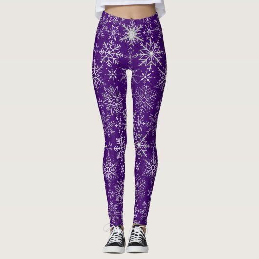 Sneeuwvlokpatroon Wit. D PAARSE BG Leggings (Voorkant)