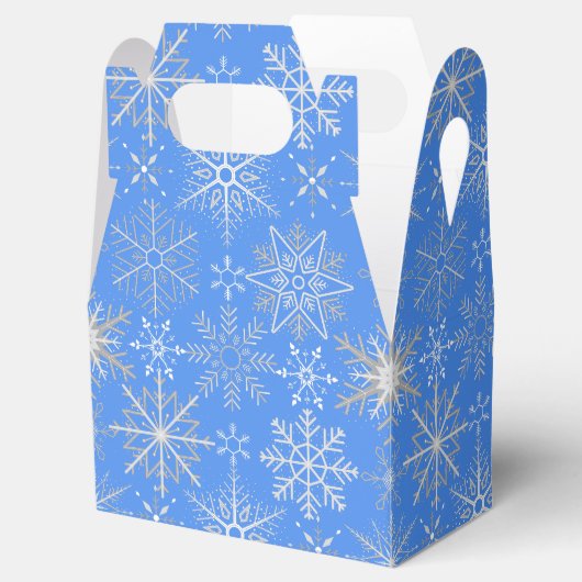 Sneeuwvlokpatroon Wit. Lichtblauw BG Bedankdoosjes (Geopend)
