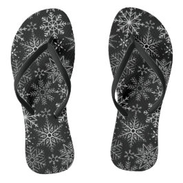 Sneeuwvlokpatroon Wit. Lichtblauw BG Teenslippers