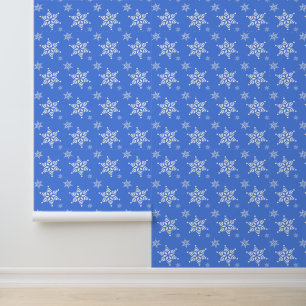 Sneeuwvlokpatroon, Witte sneeuwvlokken, Sneeuw, Bl Behang