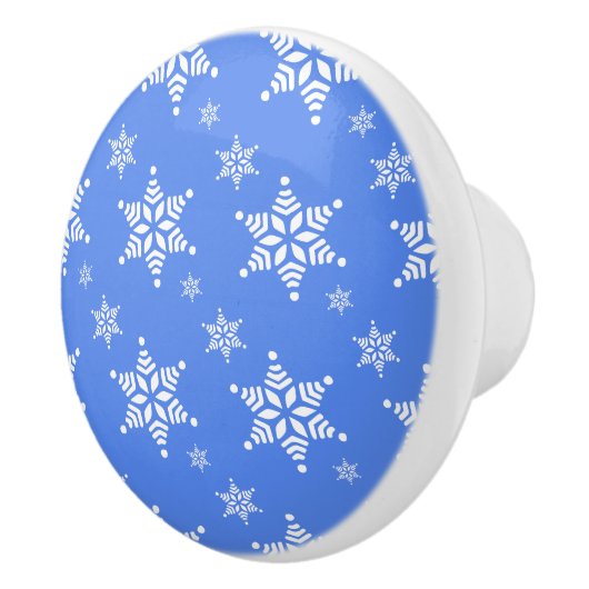 Sneeuwvlokpatroon, Witte sneeuwvlokken, Sneeuw, Bl Keramische Knop (Rechts)