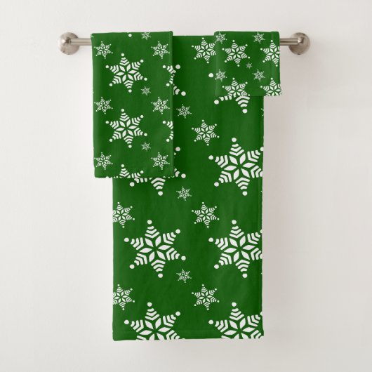 Sneeuwvlokpatroon, Witte sneeuwvlokken, Sneeuw, Gr Bad Handdoek (Insitu)