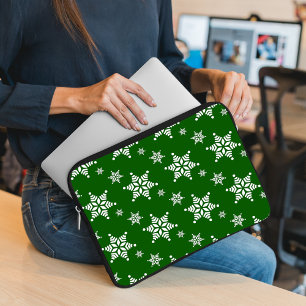 Sneeuwvlokpatroon, Witte Sneeuwvlokken, Sneeuw, Gr Laptop Sleeve