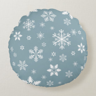 Sneeuwvlokpatroon, Witte sneeuwvlokken, Sneeuw, Gr Rond Kussen