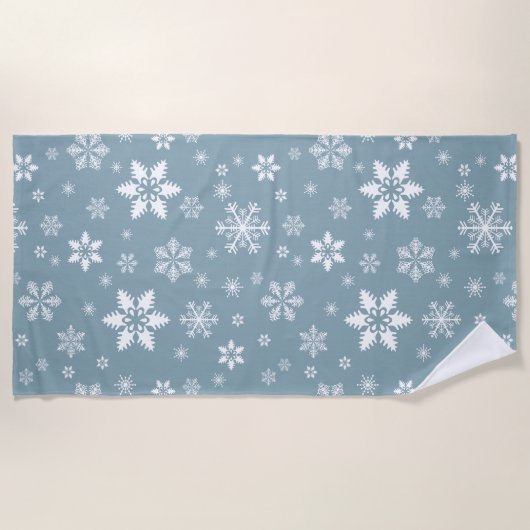 Sneeuwvlokpatroon, Witte sneeuwvlokken, Sneeuw, Gr Strandlaken (Voorkant)