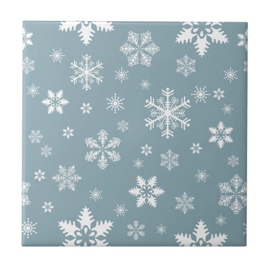 Sneeuwvlokpatroon, Witte sneeuwvlokken, Sneeuw, Gr Tegeltje (Voorkant)