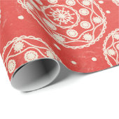 Sneeuwvlokrondes op rood inpakpapier (Rol Hoek)