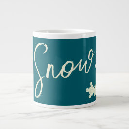 Sneeuwvlokschrift blauwe lei boter elegante winter grote koffiekop