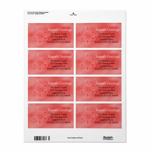 Sneeuwvlokvakantieadres Etiket op groeten van het (Full Sheet)