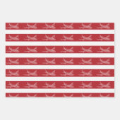 Sneeuwvlokvliegtuig op rood. Papieren pakbladen Inpakpapier Vel (Voorkant 3)