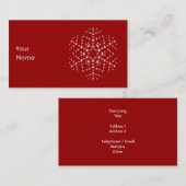 Sneeuwvlokvormig ontwerp in donkerrood en wit. visitekaartje (Voorkant / Achterkant)