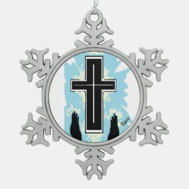 Sneeuwvlokvormig Ornament: CATHOLIC CROSS Tin Sneeuwvlok Ornament