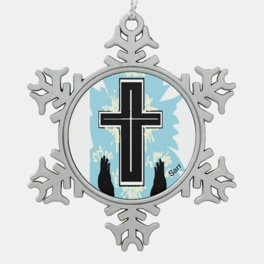 Sneeuwvlokvormig Ornament: CATHOLIC CROSS Tin Sneeuwvlok Ornament (Voorkant)