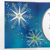 Sneeuwvlokwensen in mid-century modernstijl drieluik wenskaart (Binnenzijde eerst)