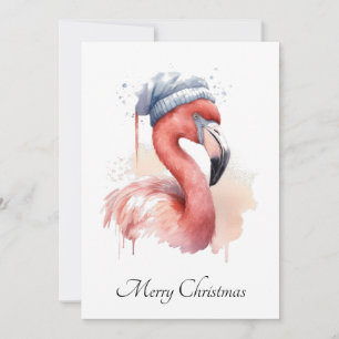 Sneeuwvogel Flamingo van de Kerstman, op maat gema Feestdagenkaart