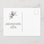 Sneeuwvogel, pine, kerstfeestdag met rode bessen briefkaart (Achterkant)