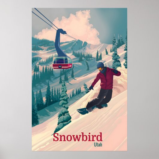 Sneeuwvogel Snowboarden Reisposter Poster (Voorkant)