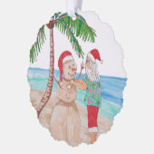 Sneeuwvogelkerst | Grappige Santa decoratie Palm Ornament Kaart (Links)