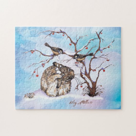 Sneeuwvogels en Bunny Legpuzzel (Horizontaal)
