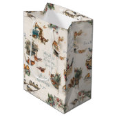  sneeuwvogels en kerstgraten medium cadeauzakje (Voorkant Gekanteld)