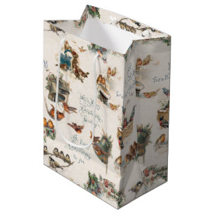  sneeuwvogels en kerstgraten medium cadeauzakje