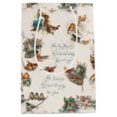 sneeuwvogels en kerstgraten medium cadeauzakje (Voorkant)