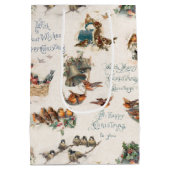 sneeuwvogels en kerstgraten medium cadeauzakje (Achterkant)