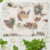 sneeuwvogels en kerstgraten theedoek (Gevouwen)