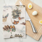 sneeuwvogels en kerstgraten theedoek (Quarter Fold)