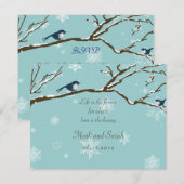 Sneeuwvogels en Snowflakes Robin Blue RSVP (Voorkant / Achterkant)