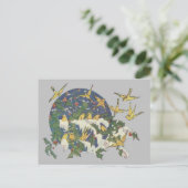 Sneeuwvogels, Holly en Sneeuwkerst Briefkaart (Staand voorkant)