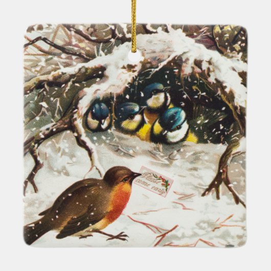 Sneeuwvogels Keramisch Ornament (Achterkant)