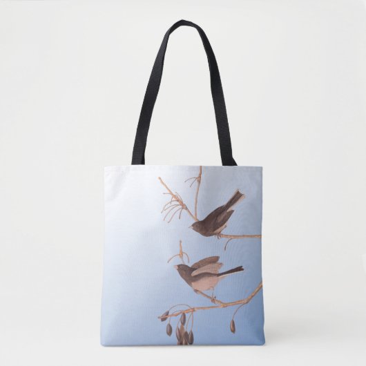Sneeuwvogels op een kale wintertak tote bag (Voorkant)